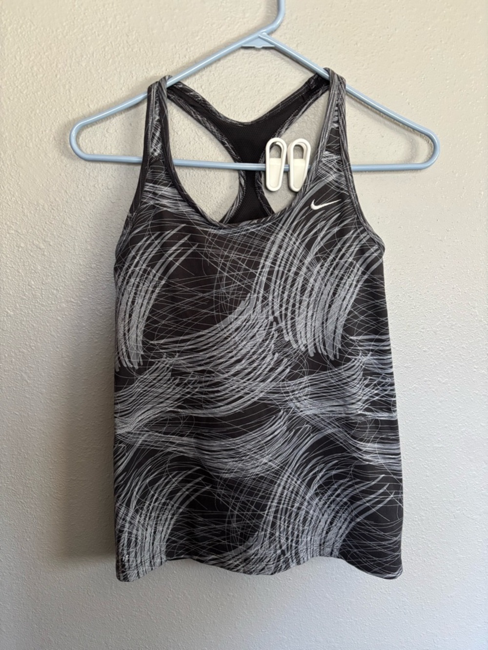 Nike Black Tank Top with White Swirl Print